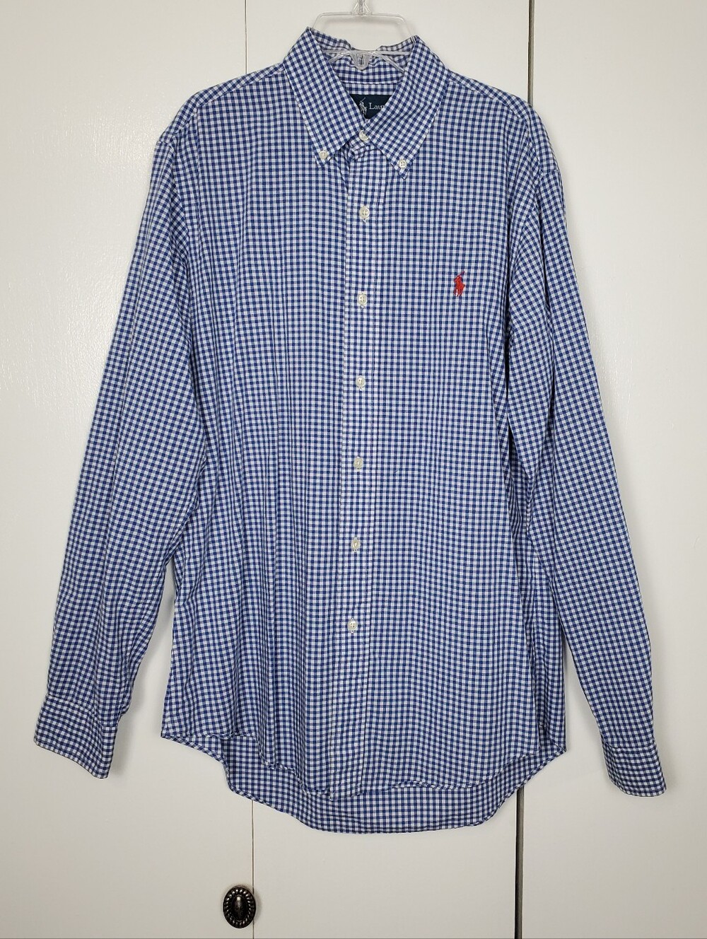 Polo Ralph Lauren Men's Button-Down Shirt Sz Medium (Custom Fit) Blue White